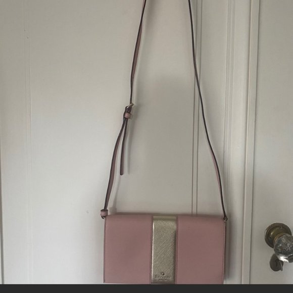 HP⚡️⚡️NWOT Kate Spade Pink with Gold Stripe Cross Body⚡️💥💥 - Picture 4 of 10